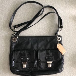 Coach Poppy Hippie Black Leather Shoulder Bag